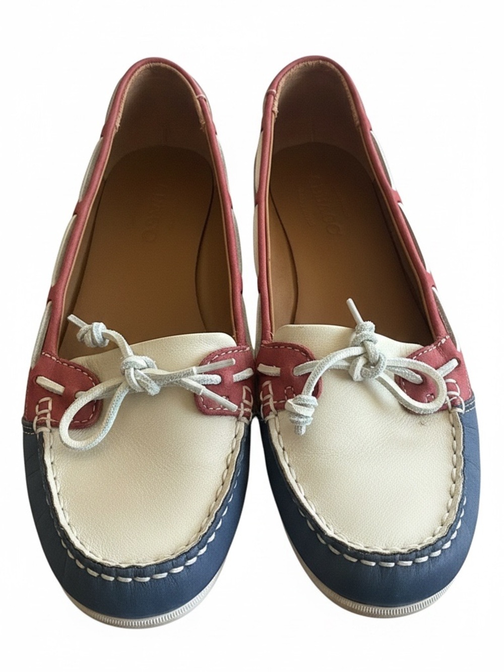Sebago Tri-Color Women’s Casual Boat Loafers - Navy, Beige & Burgundy